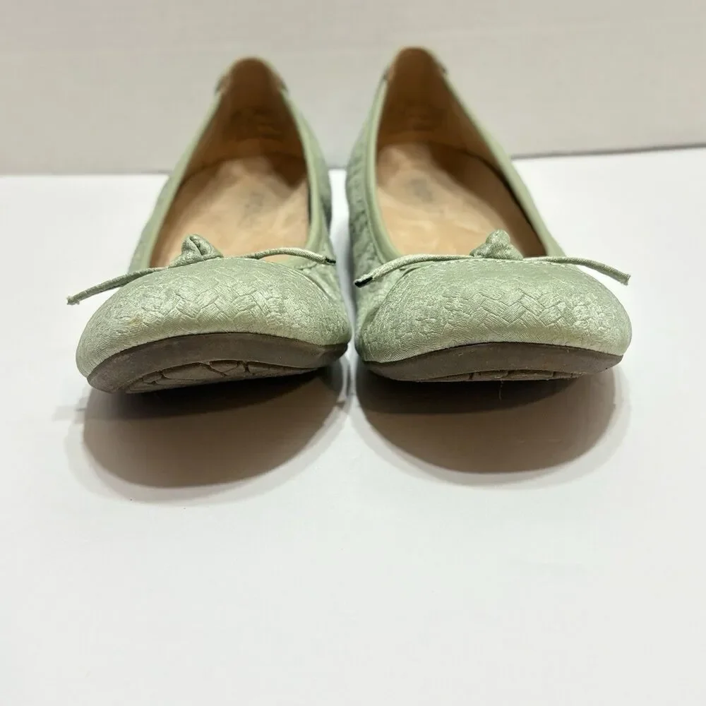Vionic Amorie Women’s US 7 Velvet Sage Leather Orthotic Slip-On Bow Ballet Flat
